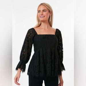 Tuckernuck black lace Daniella peplum top
